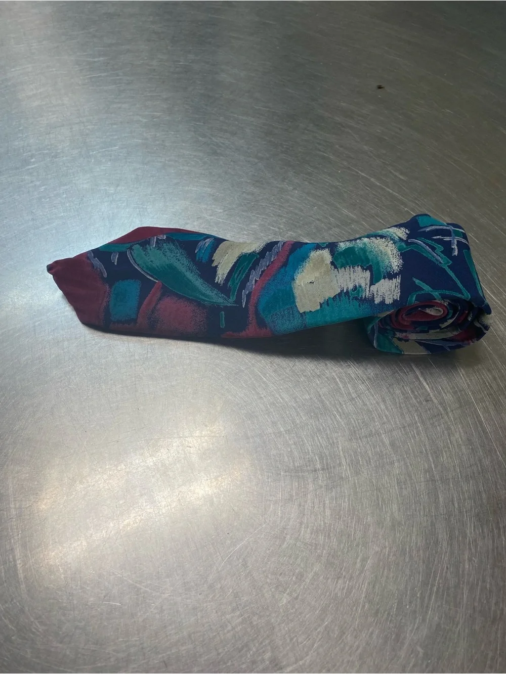 Pierre Cardin Multicolor Abstract Pattern Tie in Teal, Burgundy and Cream